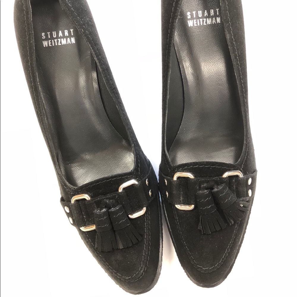 Stuart Weitzman Black Suede Platform Pumps Heels